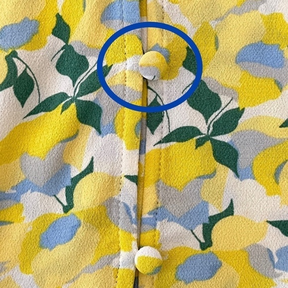 Loft Yellow, Blue & Green Button-up Blouse Size Large - Picture 9 of 10